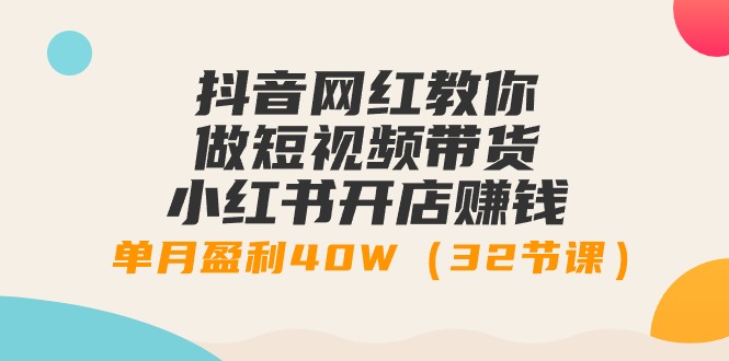 抖音网红教你做短视频带货 小红书开店赚钱，单月盈利40W（32节课）-小刘生财