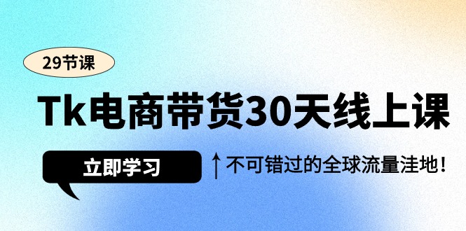 Tk电商带货30天线上课，不可错过的全球流量洼地（29节课）-小刘生财