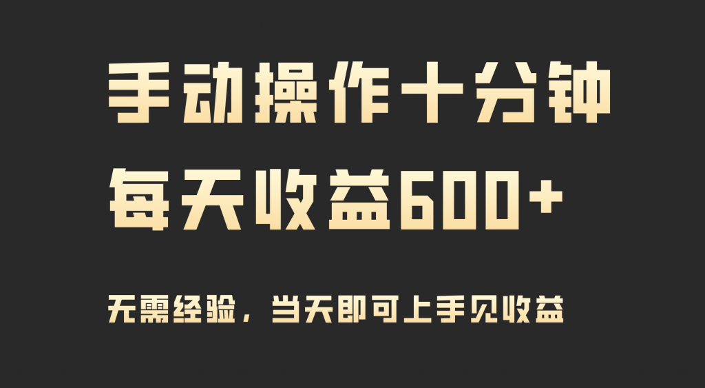 手动操作十分钟，每天收益600+，当天实操当天见收益-小刘生财